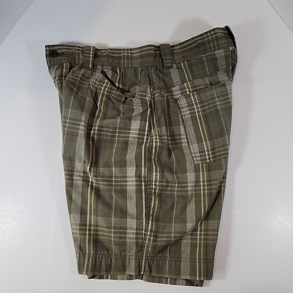 MARMOT Cargo Shorts Mens 34 Green Casual Outdoors Hiking Pockets Cotton Plaid - Picture 6 of 10